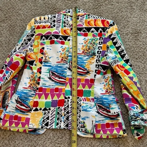 Harvé Benard Art to Wear Vintage-Inspired Elsbeth Blazer Petite 2P Bold Print - Picture 10 of 12